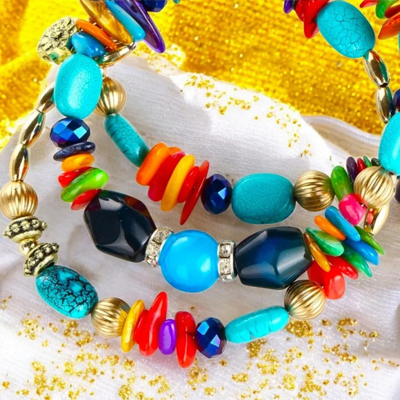 ποΈ Handmade Wrap Around Beaded Colorful Fashion Bracelet Trendy Boho-Chic - Picture 7 of 15